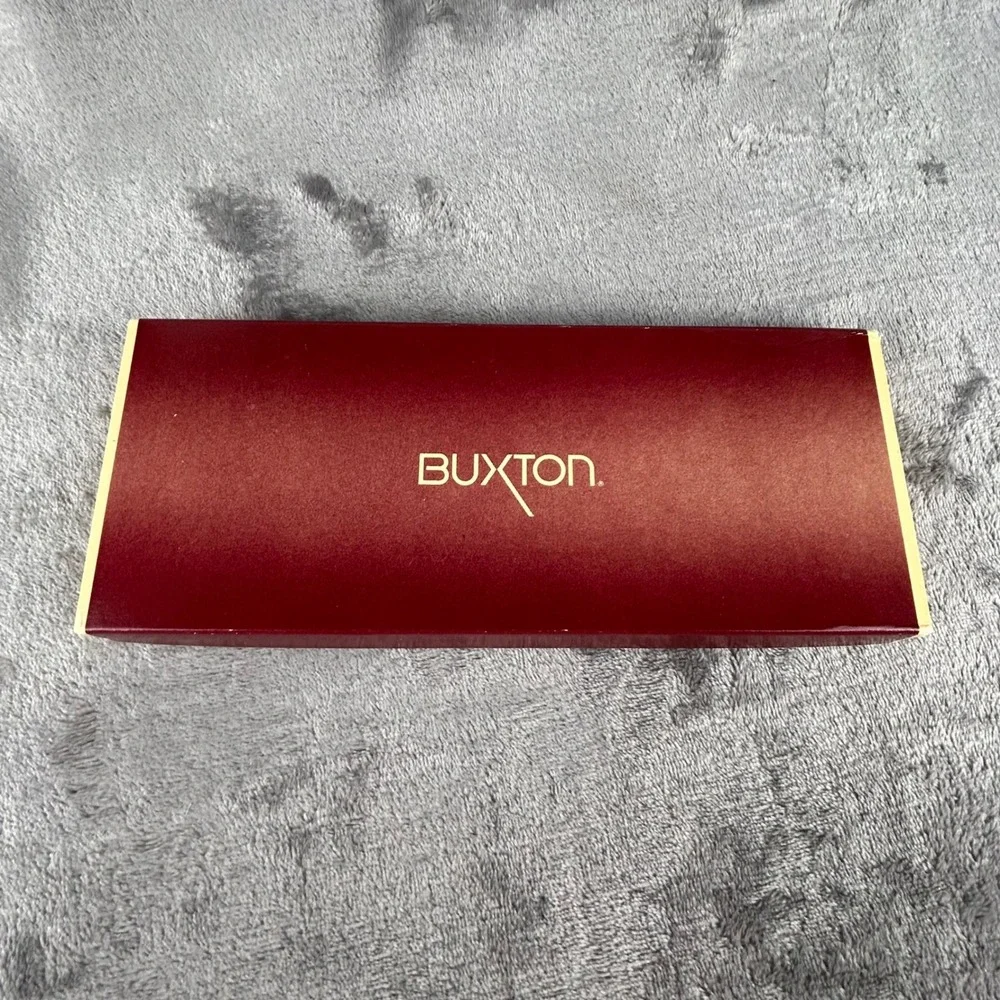 Vintage Buxton Convertible Tan Leather Wallet Slim Bifold with Original Box